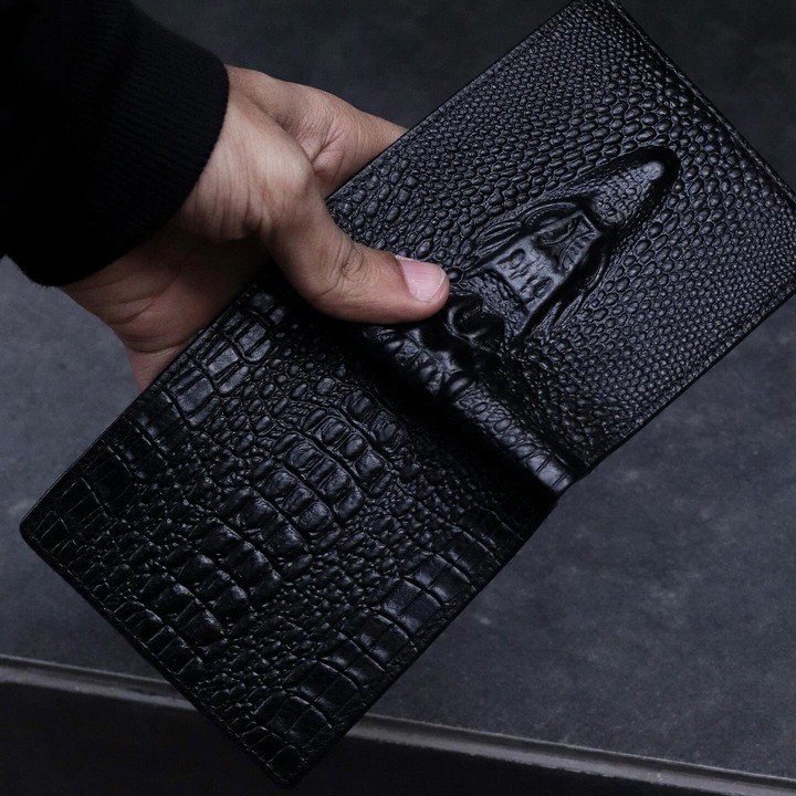 3D croc print genuine leather wallet