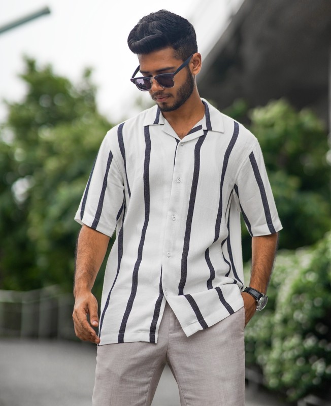 Striped pattern cuban shirt