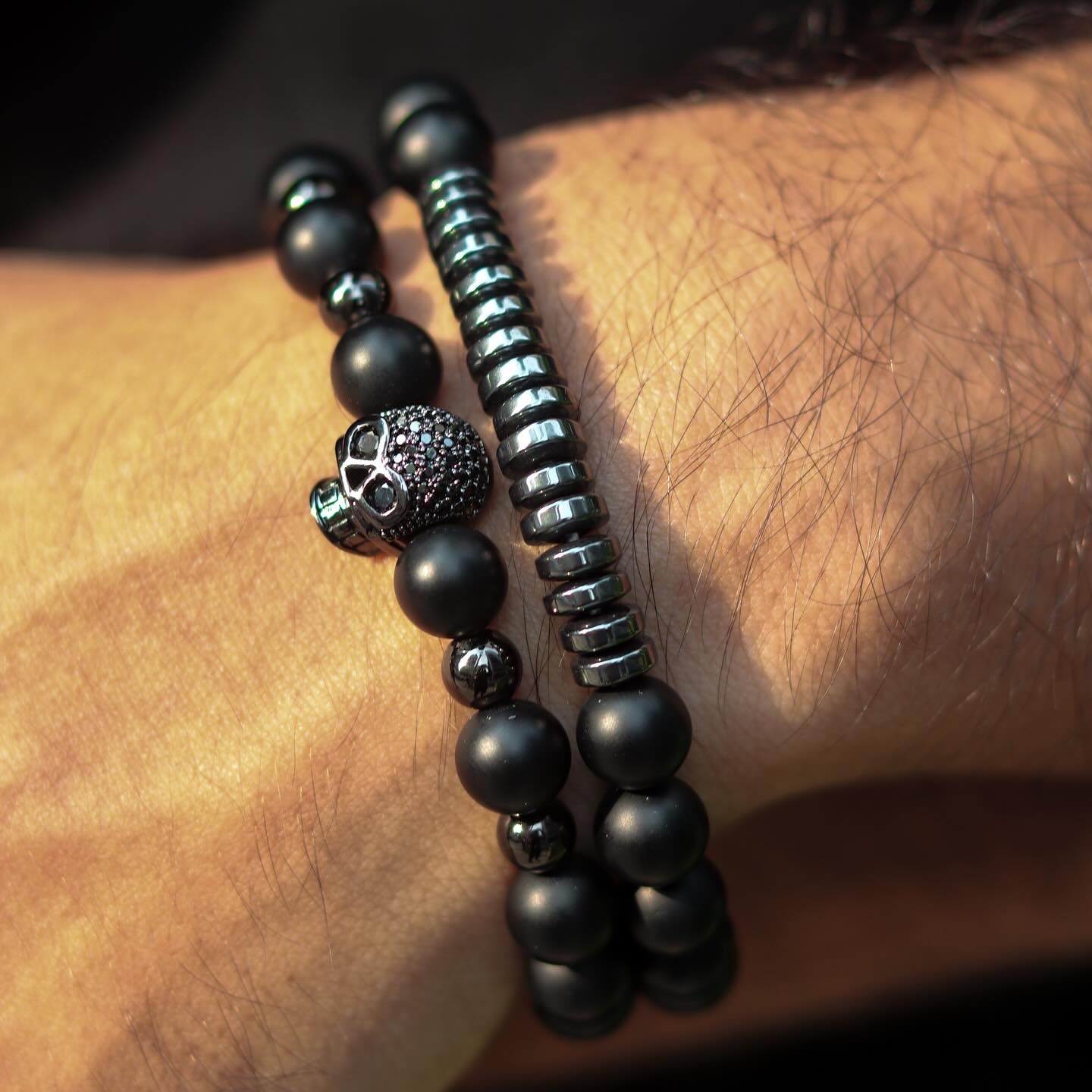 2pcs skull bracelet set